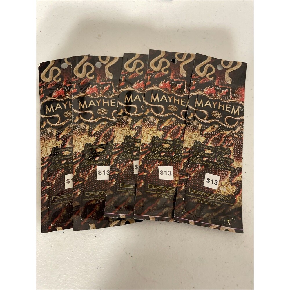 5 Designer Skin Mayhem Tingle Bronzer Tanning Lotion Packets